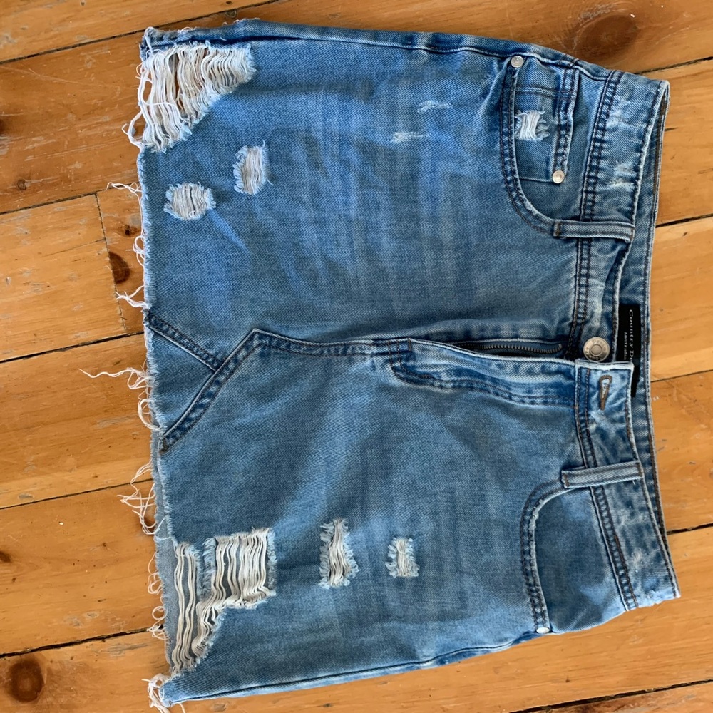Ripped Jean Skirt